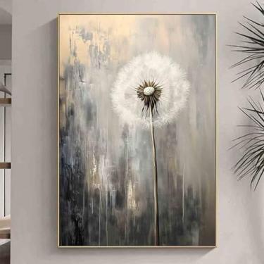 Imagem de Mostemauo Impressão de dente-de-leão arte de parede impressões de arte botânica imagens de dente-de-leão branco casa de fazenda arte de parede floral rústica pintura de flor dente-de-leão 40 x 61 cm