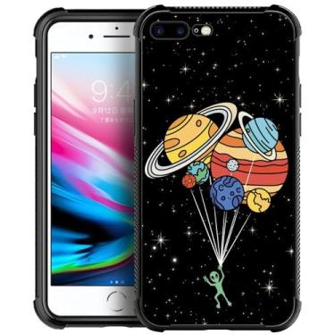 Imagem de Goodsprout Compatível com iPhone 8 Capa para iPhone SE 2020 com balão alienígena gráfico do sistema solar para meninas, design de padrão de imagem à prova de choque anti-arranhões capa traseira rígida