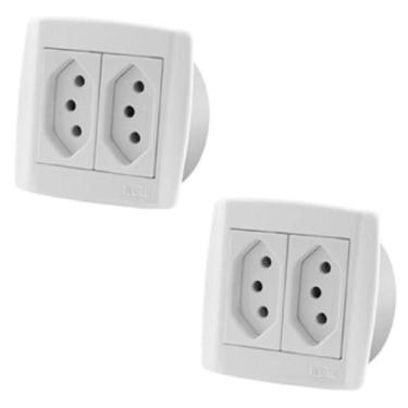 Imagem de Kit Com 2 Pç Tomada 20A Dupla Para Móveis Ilumi Slim Branca