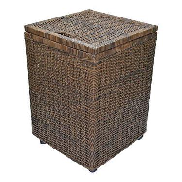 Imagem de Cesto roupa suja roupeiro fibra sintetica junco argila 40x40x57