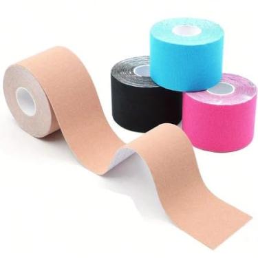 Imagem de kit 2 Fita Tape Bandagem Elástica Adesiva para Fisioterapia Lesão Muscular Rolo 5cm x 5m Funcional Treino Recuperação Muscular, Evita Lesões - Cores Sortidas