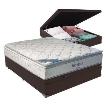 Imagem de Cama + Box Com Baú Casal E Colchão Freedom Ortobom D33 Marrom