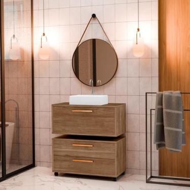 Imagem de Conjunto Gabinete para Banheiro com Rodizio, com Cuba de Sobrepor e Es