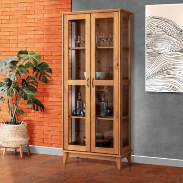 Imagem de Cristaleira de Vidro 2 Portas Madeira Maciça Bella Shop Jm - Carvalho