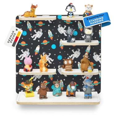 Imagem de stadtecken Prateleira de madeira para Toniebox – comporta até 40 tonies – Organizador de armazenamento de parede para quarto infantil – expansível e compatível com bonecos Toniebox (cosmos, prateleira