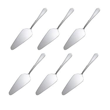 Imagem de DETHUA Servidor de torta, 6 peças para servidor de bolo, faca de bolo de aço inoxidável, ferramenta de corte com borda serrilhada fina, alça de torta, raspador, lavável na lava-louças, 21 cm