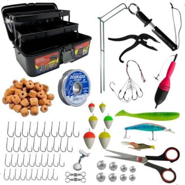 Imagem de Kit Pesca Completo Maleta Iscas Anzol Chumbada E Alicate - Polymer