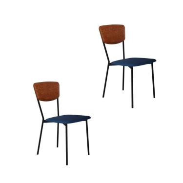 Imagem de Cadeira Vintage Retrô Fixa C-4 Pés 425 X 505 X 830 Mm C-2 Un. Cy.az.jeans-cn.cml Azul Jeans-cn.caramelo