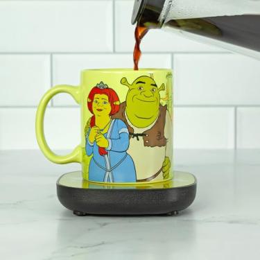 Imagem de Uncanny Brands Shrek Aquecedor de caneca 340 g com aquecedor de caneca – Copo de café de cerâmica oficialmente licenciado para mesa, chá, cacau e mais