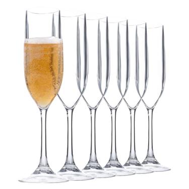 Imagem de Copos de champanhe de plástico Classy and Stemware - Conjunto de 6 | 156 g em transparente (6, pequeno)