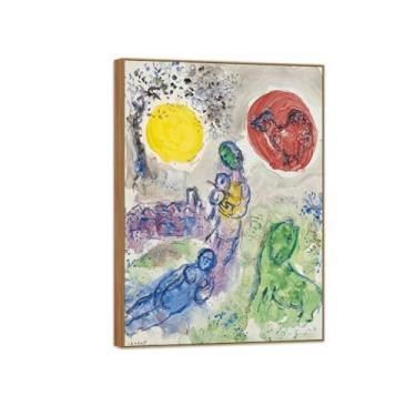 Imagem de BMZFYBS Quadro de madeira - pintura de parede famosa em tela - imagens para decoração de casa - violinista com galo vermelho - pôster e impressões 50 x 70 cm 20 x 27 pol