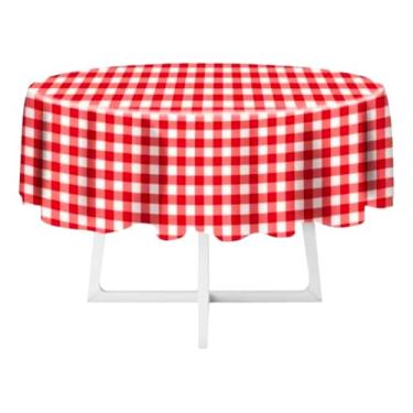 Imagem de Toalha De Mesa Plástica Redonda 1,35m Xadrez Térmico (Vermelho)