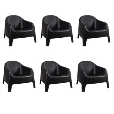 Imagem de Kit 6 Cadeiras poltrona para jardim varanda Skarpo Preto