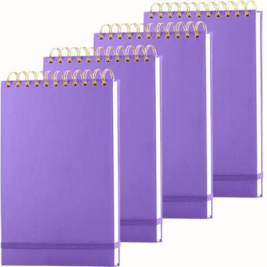 Imagem de 4 Pack Thick Superhard Cover A5 Top Spiral Notebook,Top Bound Notebooks Steno Notebooks Top Spiral 4x160 Pages, Inner Pocket College Ruled, Hardcover Steno Pads, Left-Handed Spiral Notepads for Work