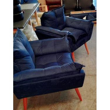 Imagem de Kit 2 poltronas para sala confortavel Opala. In-9 Decor. - Azul marinh