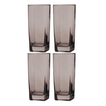 Imagem de Jogo de 4 Copos de Vidro Bali Cinza 320ML Mesa Posta Quadrado - PRATIC