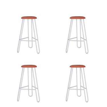 Imagem de Conjunto 4 Banquetas Altas Ginger com Estrutura Branca - Metalig