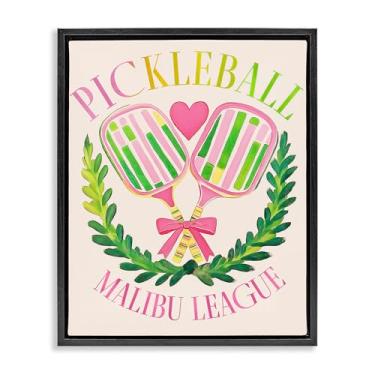 Imagem de Stupell Industries Arte de parede Pickleball Malibu League Black Framed Floater Canvas por Jess Stempel, 21 x 17