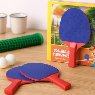 Imagem de Kit Infantil Tênis Mesa Raquetes Bolas Rede Educativo Portátil Coordenação Motora Brincadeiras Ativas