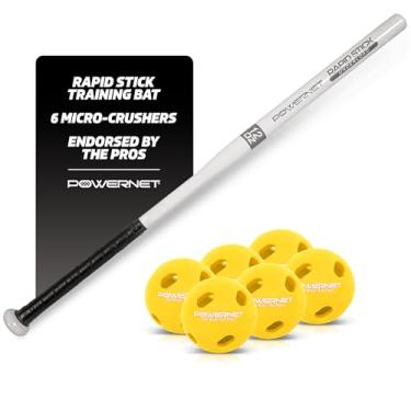 Imagem de PowerNet Taco de beisebol para treinamento de subcarga, equipamento de treinamento de beisebol para maior velocidade, potência e coordenação olho-mão (bastão + 12 bolas microtrituradoras)