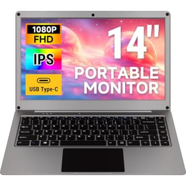 Imagem de ELECROW Monitor portátil com teclado, tela Lapdock de 14 polegadas com bateria integrada, monitores externos de computador USB C 1080p FHD IPS compatíveis com Raspberry Pi, PC, telefone, Mac, console