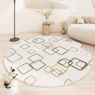 Imagem de Tapetes modernos e minimalistas para decoração de quarto, sala de estar, área ampla, tapete redondo, grosso, pelúcia, sala de estar (160x160 cm/O)