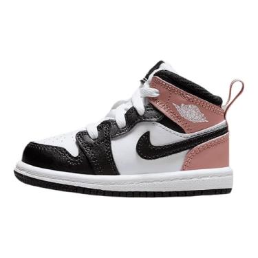 Imagem de Tênis Jordan 1 Mid Baby/Toddler (DQ8425-100, branco/rosa enferrujado/preto), Branco, 17