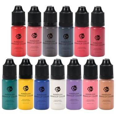 Imagem de OPHIR Kit de maquiagem para aerógrafo, blush para aerógrafo, sobrancelha com pincel de ar, delineador líquido e sombra para todos os tipos de pele, maquiagem de palco de cinema, 9,6 g/frasco