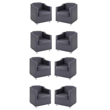 Imagem de Kit 8 Poltronas Decorativas Consultorio Sala Recepção Cinza