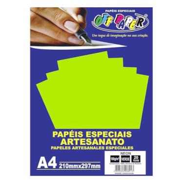 Imagem de Papel A4 Neon Verde 180g. - Caixa com 20 Unidade(s) Off Paper, Multicor
