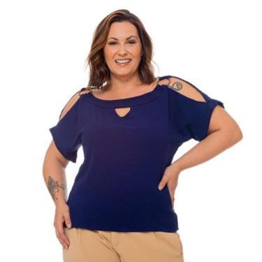 Imagem de Blusas Elegantes Plus Size Feminina Social Com Argolas e Ombros Aberto