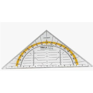 Imagem de KUM Régua Triangular Isósceles de 16 cm com Esquadro, Régua e Transferidor em Acrílico Transparente