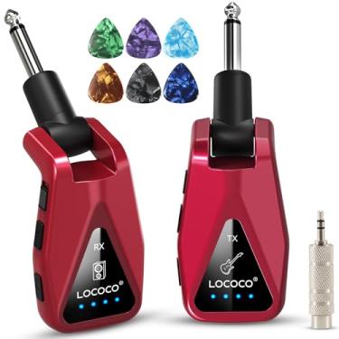 Imagem de Receptor transmissor de sistema de guitarra sem fio: UHF sem fio alcance de 164 pés - 6 canais de áudio recarregável USB-C, design de plugue rotativo de 220° para baixo e instrumentos elétricos