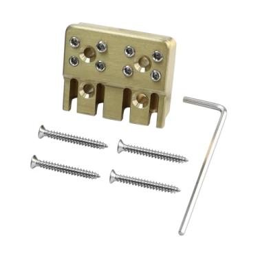 Imagem de OVSAL Travas de corda de ponte de guitarra 4 cordas de baixo porca de bloqueio de corda de baixo sem cabeça trava de corda de latão para baixo elétrico sem cabeça peças de reposição (latão)
