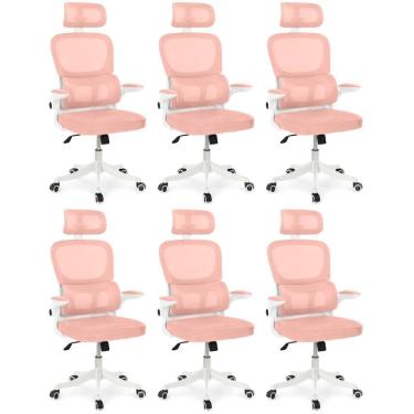 Imagem de Kit 6 Cadeiras De Escritório Executiva Viena Com Regulagem De Altura - Rosa