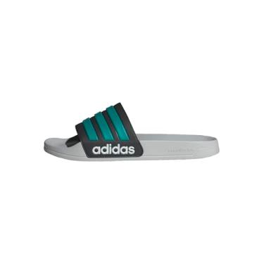 Imagem de adidas Sandália de chuveiro unissex Adilette para adultos, Preto/azul-petróleo/cinza, 18 Women/17 Men