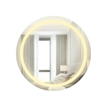 Imagem de Espelho de Cristal Redondo 90x90cm LED Touch Luz QUENTE NEUTRA e FRIA Lapidado e Jateado – Para Banheiro, Quarto ou Lavabo – Lumière Calixto