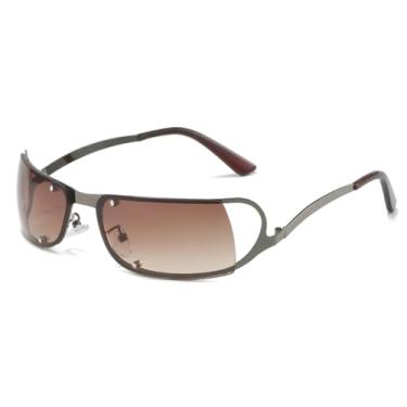 Imagem de VFDHN Óculos de sol sem aro da moda, feminino, masculino, punk, retangular, esportivo (3)