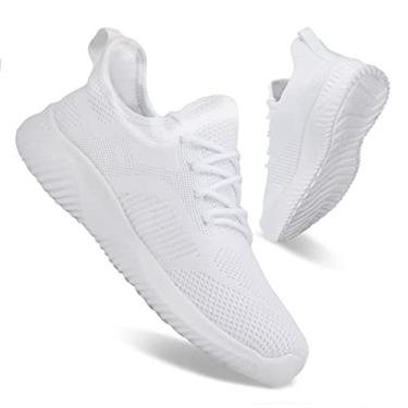 Imagem de Flysocks Tênis de corrida feminino sem cadarço para caminhada, antiderrapante, leve, respirável, de malha, confortável, 01 - Branco, 35