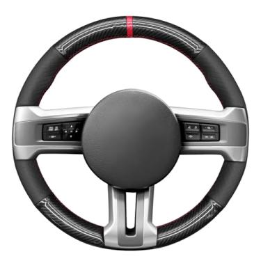 Imagem de MEWANT Capa para volante Ford Mustang costurada à mão para Ford Mustang 2010-2014 Acessórios de volante para Ford Mustang 2010-2014