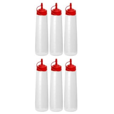 Imagem de Kit Bisnaga Flexível 500ml Prática E Resistente Ketchup Maionese Mostarda Restaurante (6, Vermelho)
