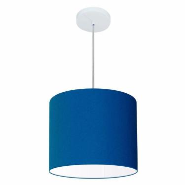 Imagem de Lustre Pendente Cilíndrico Free Lux Para Mesa De Jantar, Sala, Quarto, Churrasqueira E Balcão. Azul-marinho Tam: 30x25cm