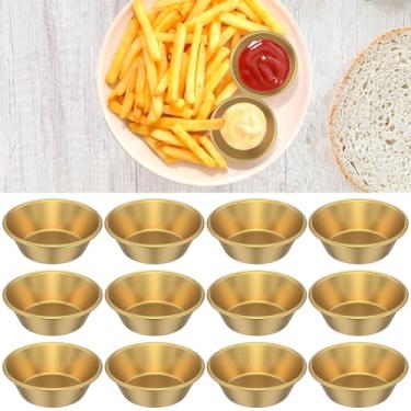 Imagem de Copos de condimento de aço inoxidável de 62 g (pacote com 12), copos de molho, pequenos ramequins de metal para ketchup, marinara, molho de churrasco e muito mais! Copos reutilizáveis de condimentos