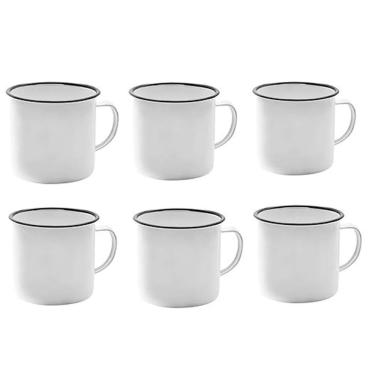 Imagem de Kit Ágata Esmaltada Com 6 Canecas 90 ML Branca