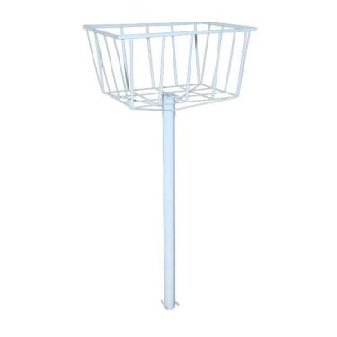 Imagem de Lixeira De Rua Calçada Parque Cesto Fundo Branca 129X60X45Cm