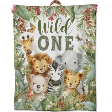 Imagem de Zeleda Lindo cobertor de vida selvagem 127 x 152 cm, animal da selva com urso, leão, tigre, manta de flanela macia e aconchegante, mantas decorativas práticas para sofá, viagem, piquenique, presentes