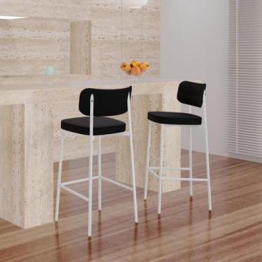 Imagem de Banqueta Alta Alloa com Estrutura Branca - Metalig