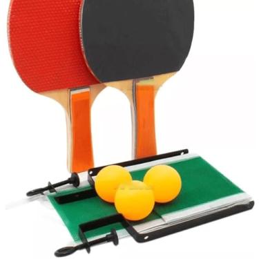 Imagem de Kit Ping Pong Tênis de Mesa 2 Raquetes 3 Bolas com Suporte e Rede