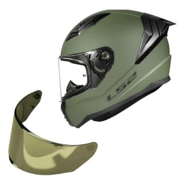 Imagem de Kit Capacete Moto Ls2 FF810 Vigo Verde Fosco + Viseira Dourado (58)