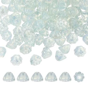 Imagem de PATIKIL Contas de sementes de lótus de vidro, 100 peças, lindos pingentes de sementes de lótus de cristal, contas espaçadoras tchecas translúcidas para fazer joias faça você mesmo, pulseiras, colar